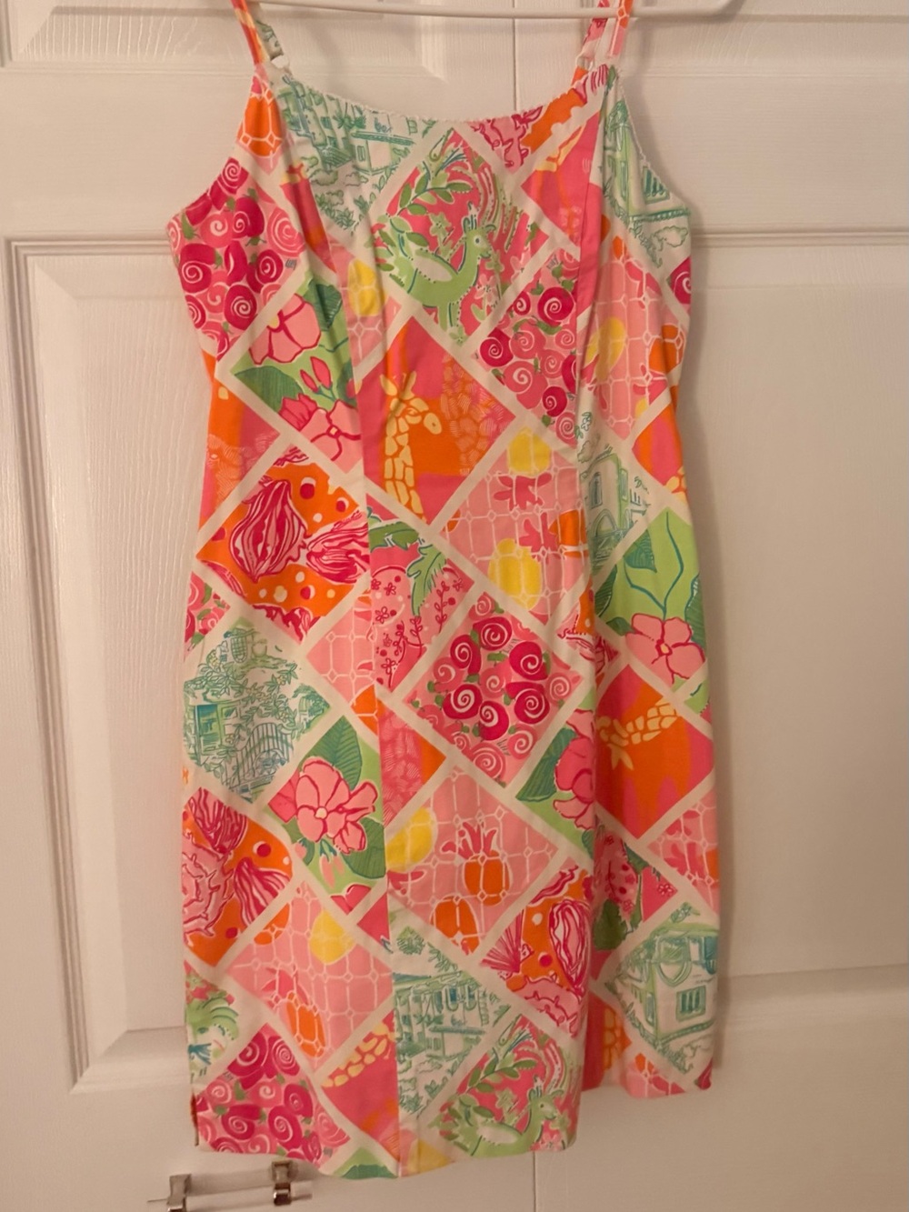 Lilly Pulitzer Patchwork Floral Spaghetti-Strap Dress in Pink, Orange and Green